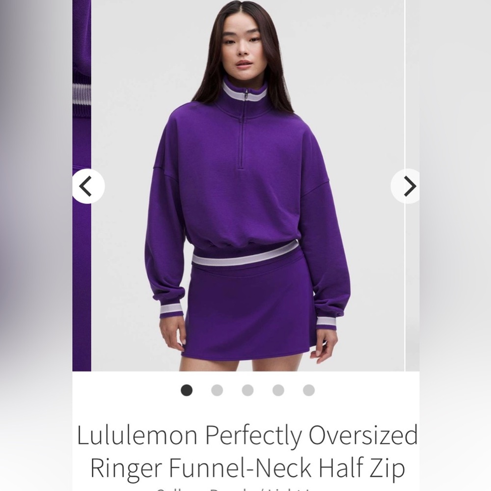 Lululemon Perfectly Oversized Ringer Funnel-Neck Half Zip. Size medium. 💜🤍
